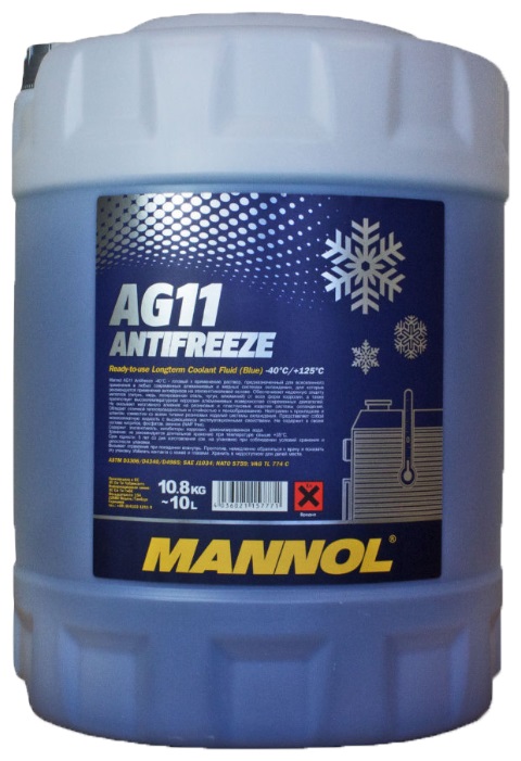 Жидкость охлаждающая Mannol 2045 longterm antifreeze ag11 -40°c, синяя, 10л