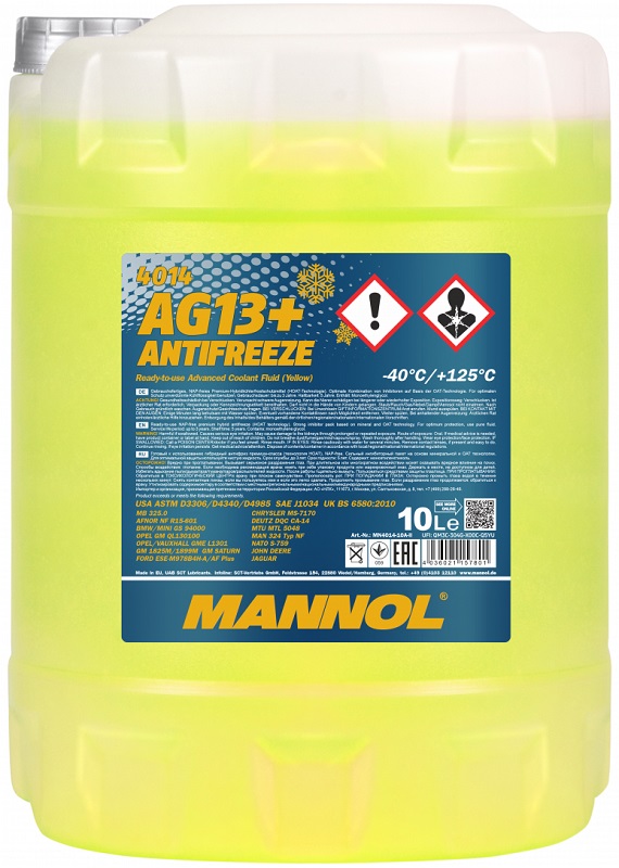 Жидкость охлаждающая Mannol 2068 Advanced Antifreeze AG13+ -40C, жёлтая, 10л