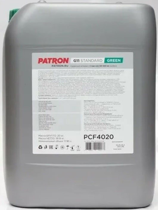Жидкость охлаждающая Patron PCF4020 Green G11, зелёная, 18л