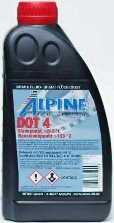 Жидкость тормозная Alpine 0101103 dot 4, BRAKE FLUID, 1л