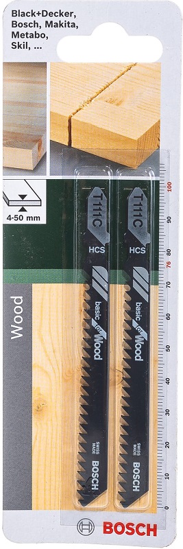 Пилка для лобзика по дереву T111С Bosch 2609256716, 76 мм, 2 штуки