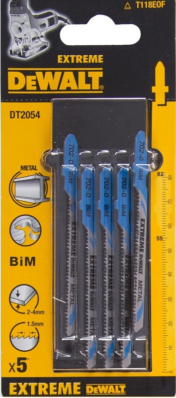 Пилка для лобзика по металлу BIM EXTREME T118EOF DeWalt DT2054-QZ, 55 мм, 5 штук