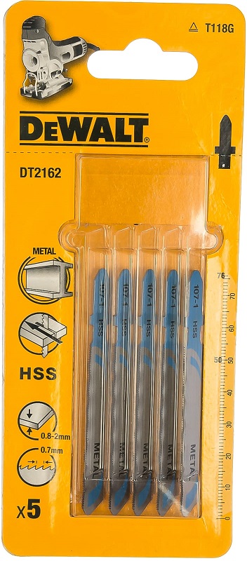 Пилка для лобзика по металлу HSS T118G DeWalt DT2162-QZ, 50 мм, 5 штук