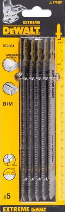 Пилка для лобзика по металлу BIM EXTREME T718BF DeWalt DT2084-QZ, 148 мм, 5 штук