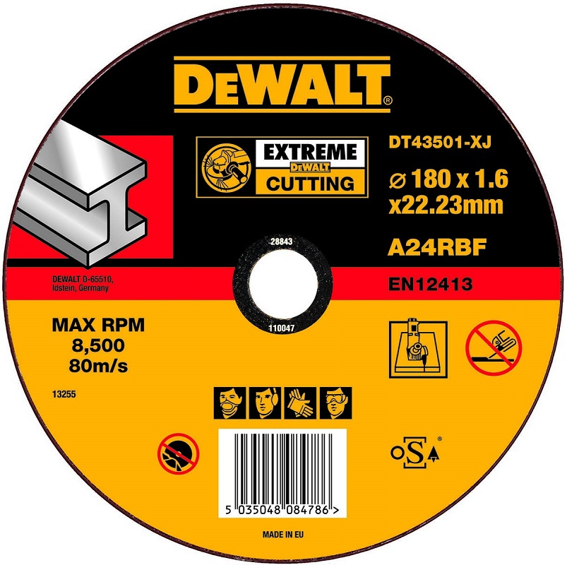 Круг отрезной по металлу EXTREME Dewalt DT 43501, 180x22.2 мм