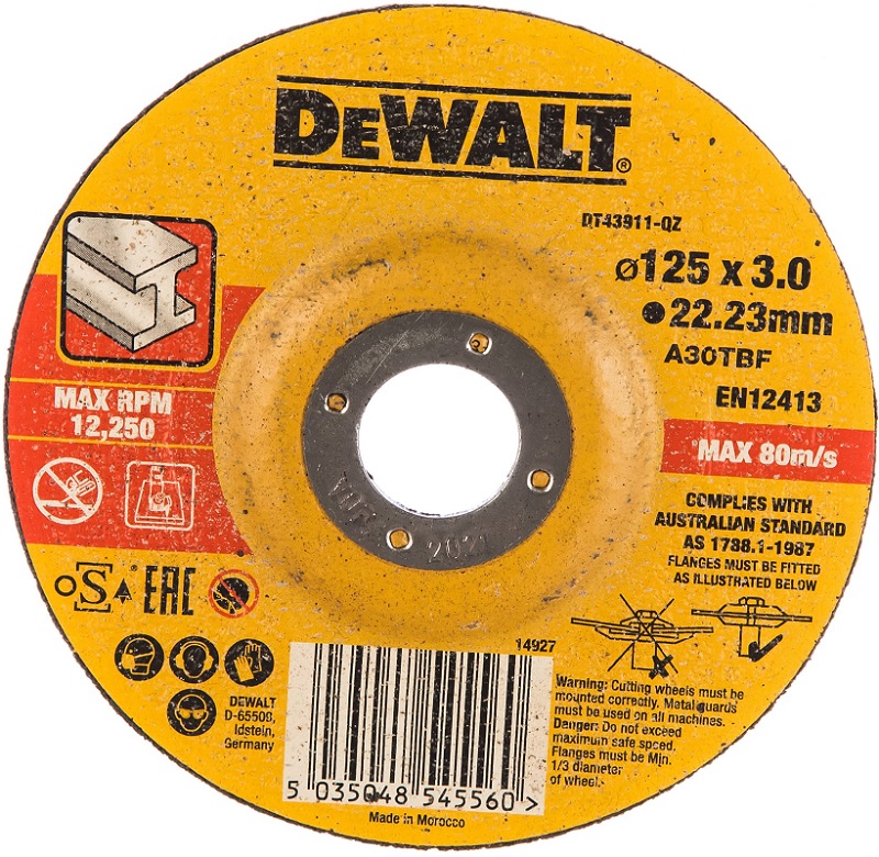 Круг отрезной по металлу DEWALT DT43911-QZ, 125x22.2x3 мм