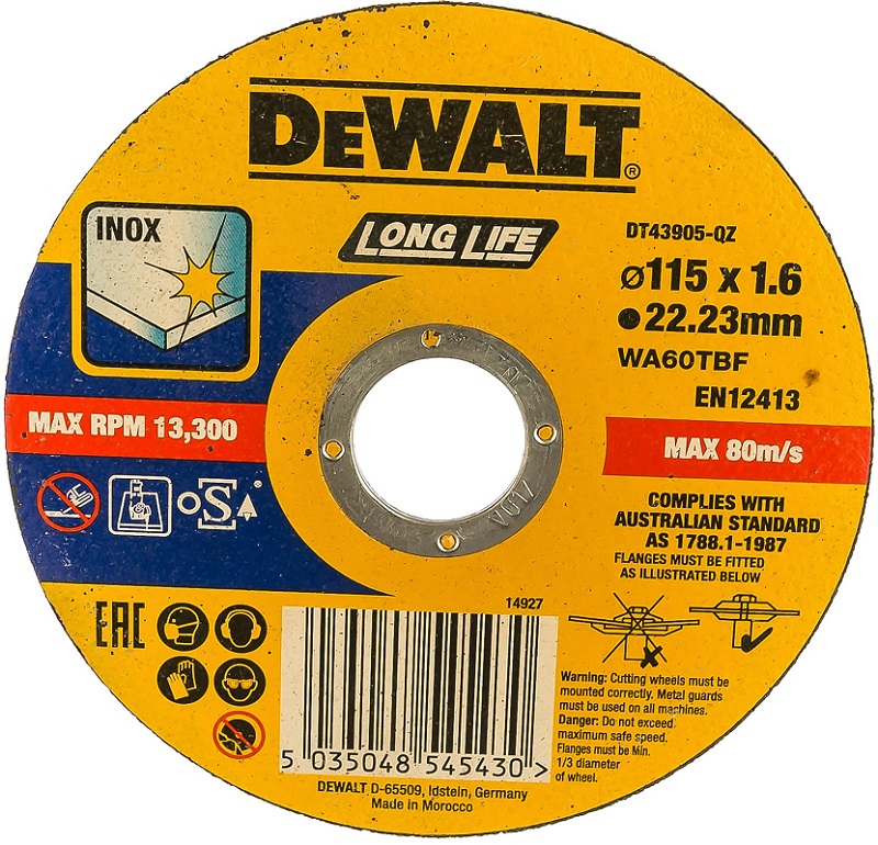 Круг отрезной DEWALT DT43905-QZ, 115x22.2x1.6 мм