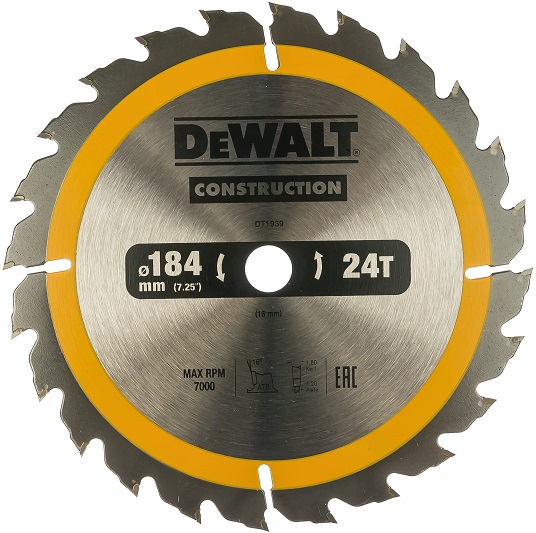 Пильный диск CONSTRUCT DEWALT DT1939-QZ, 184х16 мм