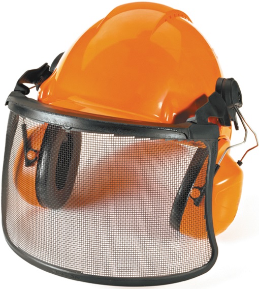 Шлем защитный Oleo-Mac SE3782 в комплекте с наушниками и забралом 