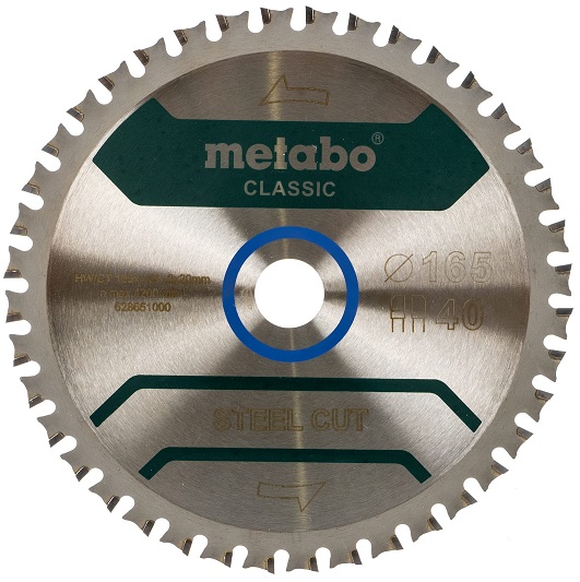 Диск пильный SteelCutClassic Metabo 628651000, 165x20 мм