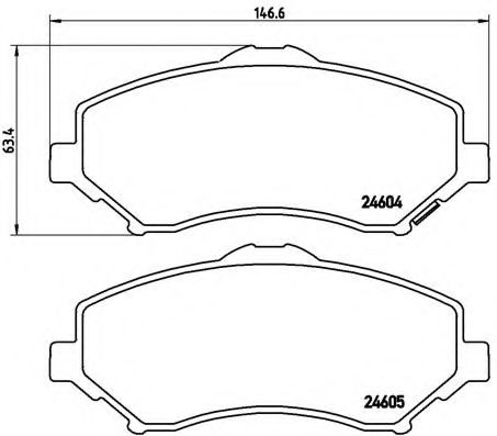 Комплект тормозных колодок передние CHRYSLER VOYAGER, JEEP CHEROKEE, WRANGLER Brembo P 11 025