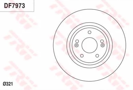 Диск тормозной передний Hyundai GRAND SANTA FE, Santa Fe II, III, Kia Sorento II, III TRW DF 7973, D=321 мм