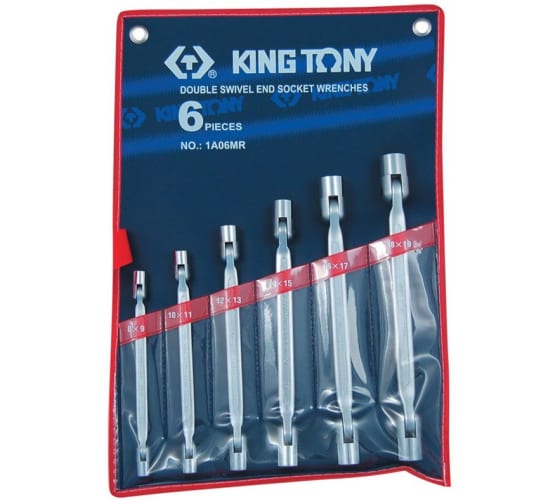Набор торцевых ключей с шарниром KING TONY 1A06MR (8-19 мм, 6 предметов)