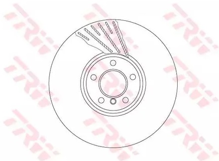 Диск тормозной передний BMW 5, 7 TRW DF 6623S, D=374 мм