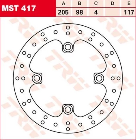 Диск тормозной мотоциклетный TRW MST 417, D=205 мм