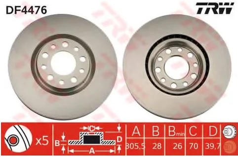 Диск тормозной ALFA ROMEO 159 передний D 305мм.