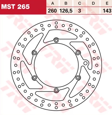 Диск тормозной передний BENELLI BX450 CROSS, HUSABERG FE400, FE400 E, FS400 C, FS400 TRW MST 265, D=260 мм