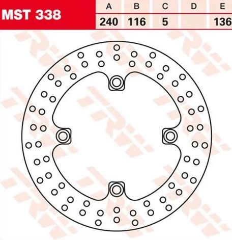 Диск тормозной задний HONDA CBF500, CBF500 A ABS, CBF600 N, S, CB500 F TRW MST 338, D=240 мм