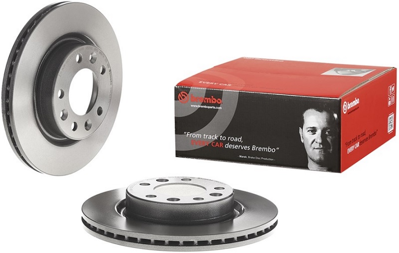 Диск тормозной передний Peugeot 308 Brembo 09.C657.11, D=266 мм