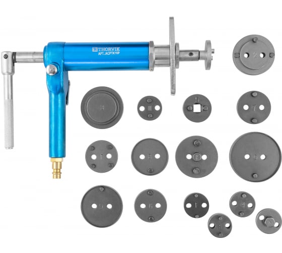 Приспособление с пневматическим приводом для возврата поршней дисковых тормозных механизмов Thorvik ACPTK16P (в наборе, 16 пр)