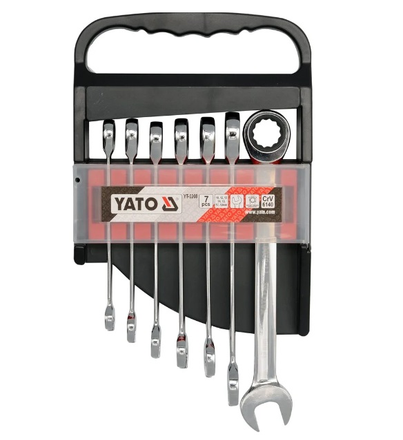 Ключи рожково-накидные с трещоткой YATO YT0208 (7 шт)