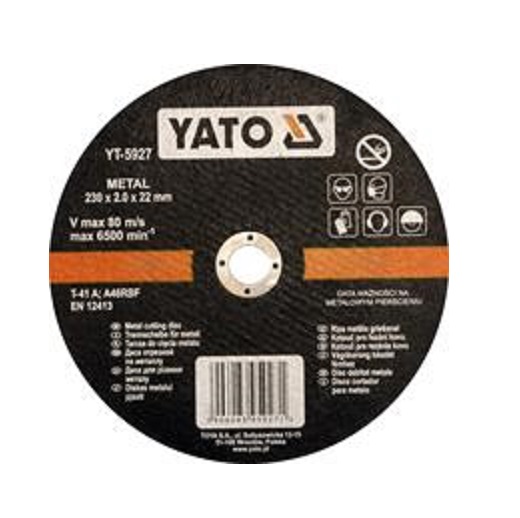 Круг отрезной прямой по металлу YATO YT5927 (230х2.0 мм, 5 шт)