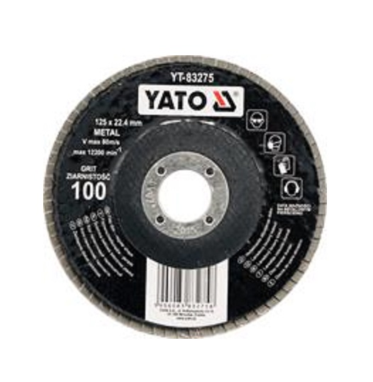 Круг шлифовальный лепестковый прямой YATO YT83275 (125 мм, 22.4 мм, P100)