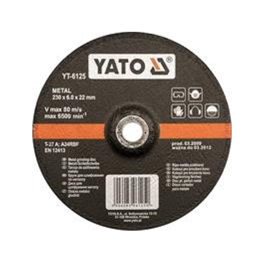 Круг зачистной шлифовальный выпуклый по металлу Yato YT6124 (125х6.0 мм, 5 шт)