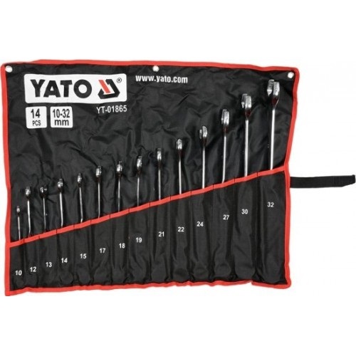 Набор ключей комбинированных закрученных Yato YT01865 (10-32мм,14пр)