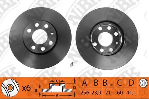 Диск тормозной передний OPEL ASTRA NiBK RN1110, D=256 мм