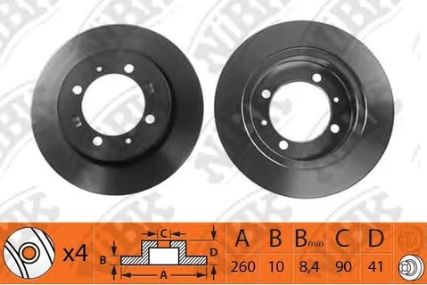 Диск тормозной задний VOLVO S40, V40 NiBK RN1079, D=260 мм