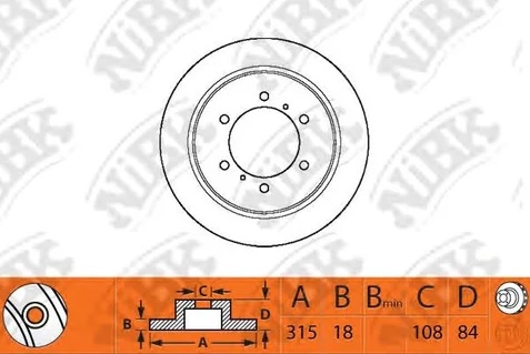 Диск тормозной задний MITSUBISHI PAJERO,PAJEO SPORT NiBK RN1119, D=315 мм