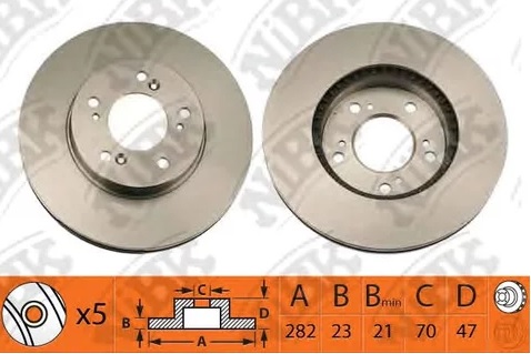 Диск тормозной передний HONDA HRV NiBK RN1104, D=282 мм