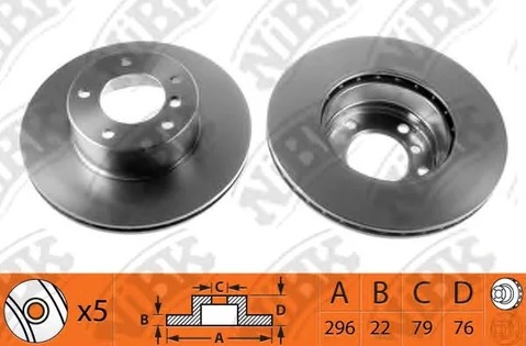 Диск тормозной передний BMW 5 NiBK RN1291, D=296 мм