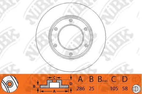 Диск тормозной передний TOYOTA LAND CRUISER NiBK RN1090, D=286 мм