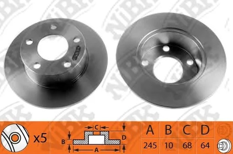 Диск тормозной задний VW PASSAT NiBK RN1049, D=245 мм