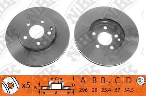 Диск тормозной передний MERCEDES E-CLASS NiBK RN1270, D=296 мм