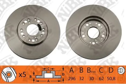 Диск тормозной передний LEXUS IS200 NiBK RN1150, D=296 мм