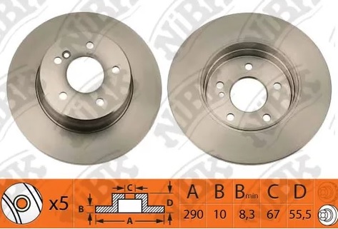 Диск тормозной задний MERCEDES Nibk RN1298, D=290 мм