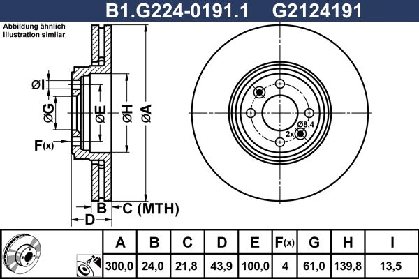 Диск тормозной передний RENAULT Scenic, Grand Scenic Galfer B1.G224-0191.1, D=300 мм 