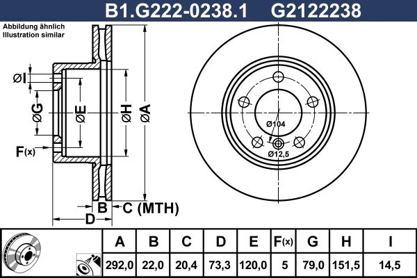 Диск тормозной передний BMW 1, 3 Galfer B1.G222-0238.1, D=292 мм