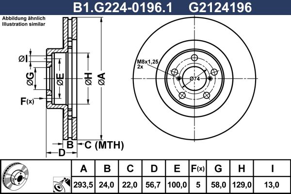 Диск тормозной передний SUBARU BRZ, Forester, Impreza Galfer B1.G224-0196.1, D=293.5 мм  