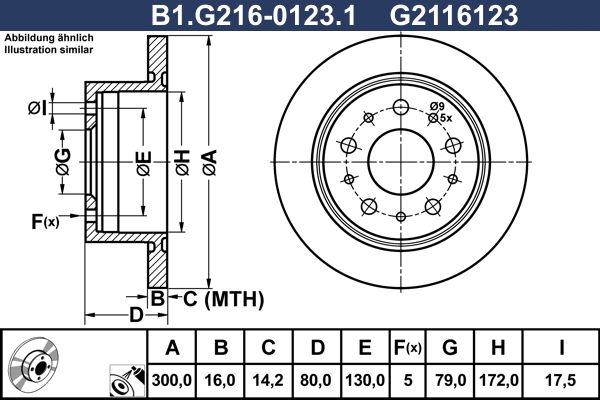 Диск тормозной задний CITROEN Jumper, FIAT Ducato, PEUGEOT Boxer Galfer B1.G216-0123.1, D=300 мм