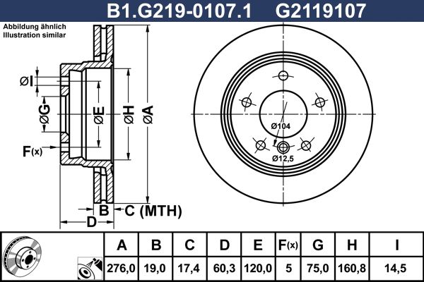 Диск тормозной задний BMW 3 Galfer B1.G219-0107.1, D=276 мм