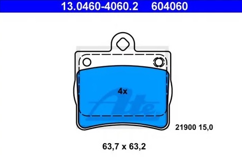 Колодки тормозные дисковые MERCEDES C Ate 13.0460-4060.2