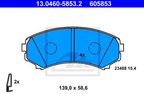 Колодки тормозные дисковые ISUZU, MAZDA, MITSUBISHI Ate 13.0460-5853.2