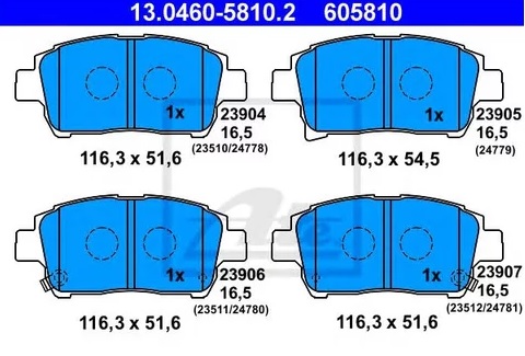 Колодки тормозные дисковые передние TOYOTA Celica Ate 13.0460-5810.2