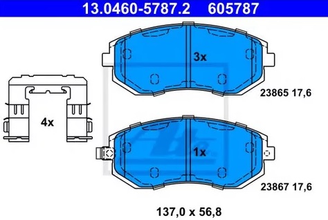 Колодки тормозные дисковые передние HONDA Accord, SUBARU Forester Ate 13.0460-5787.2