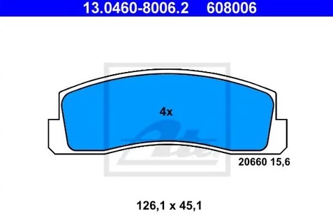 Колодки тормозные дисковые передние ВАЗ Niva Ate 13.0460-8006.2