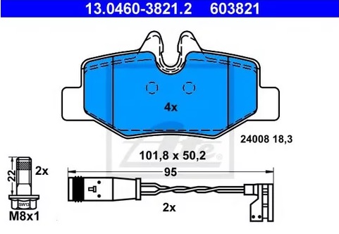 Колодки тормозные дисковые задние MERCEDES Viano Ate 13.0460-3821.2